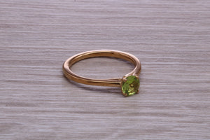 Round cut Quarter carat Peridot set Solitaire Ring