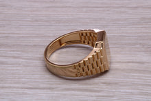 Load image into Gallery viewer, Rolex strap style Signet ring, suitable for ladies and gents of all age groups, available in your choice of precious metals