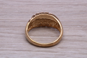 Large Patterned Yellow Gold Signet Ring