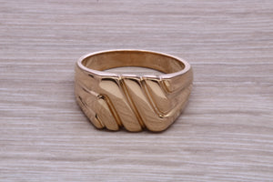 Large Patterned Yellow Gold Signet Ring