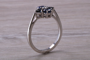 Blue Sapphire and Diamond set White Gold Ring