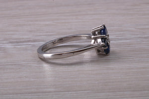 Blue Sapphire and Diamond set White Gold Ring