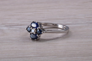 Blue Sapphire and Diamond set White Gold Ring