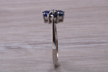 Load image into Gallery viewer, Blue Sapphire and Diamond set White Gold Ring