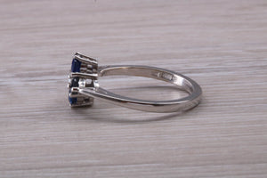 Blue Sapphire and Diamond set White Gold Ring