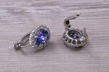 Load image into Gallery viewer, Two carat Tanzanite and Diamond set Earrings