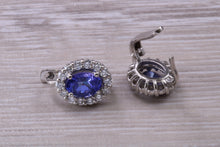 Load image into Gallery viewer, Two carat Tanzanite and Diamond set Earrings