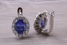 Load image into Gallery viewer, Two carat Tanzanite and Diamond set Earrings