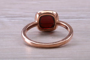 Cabochon cut Garnet set Rose Gold Solitaire