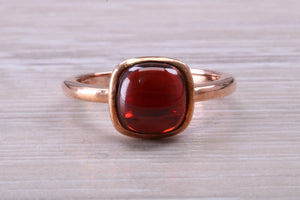 Cabochon cut Garnet set Rose Gold Solitaire