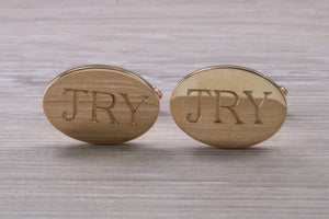 Personalised Oval Gentlemen's Gold Cuff Links