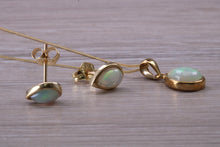 Load image into Gallery viewer, Opal Earrings with Matching Necklace set in Yellow Gold