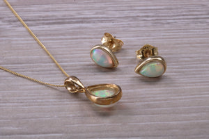 Opal Earrings with Matching Necklace set in Yellow Gold