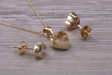 Load image into Gallery viewer, Love Heart cut C Z set 9ct Yellow Gold Earrings and Matching Necklace