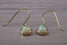 Load image into Gallery viewer, Beautiful Sparkly Tear Drop cut Opal set Yellow Gold Dropper Earrings