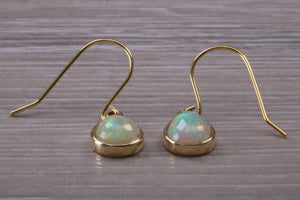 Beautiful Sparkly Tear Drop cut Opal set Yellow Gold Dropper Earrings