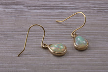 Load image into Gallery viewer, Beautiful Sparkly Tear Drop cut Opal set Yellow Gold Dropper Earrings