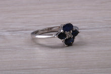 Load image into Gallery viewer, Blue Sapphire and Diamond set White Gold Ring