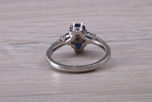 Load image into Gallery viewer, Blue Sapphire and Diamond set White Gold Ring