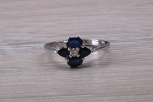 Load image into Gallery viewer, Blue Sapphire and Diamond set White Gold Ring