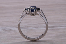 Load image into Gallery viewer, Blue Sapphire and Diamond set White Gold Ring