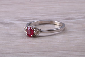 Dainty Ruby and Diamond Trilogy Ring