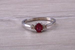 Dainty Ruby and Diamond Trilogy Ring