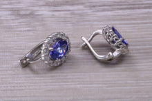 Load image into Gallery viewer, Two carat Tanzanite and Diamond set Earrings