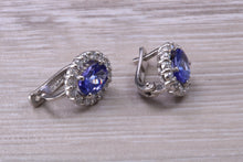 Load image into Gallery viewer, Two carat Tanzanite and Diamond set Earrings