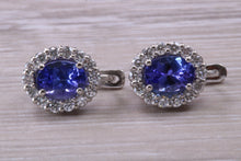 Load image into Gallery viewer, Two carat Tanzanite and Diamond set Earrings