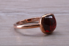 Load image into Gallery viewer, Cabochon cut Garnet set Rose Gold Solitaire