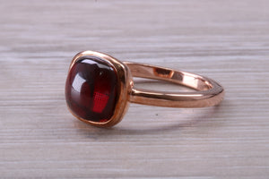 Cabochon cut Garnet set Rose Gold Solitaire