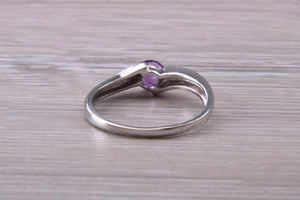 Round cut Natural Amethyst set White Gold Ring