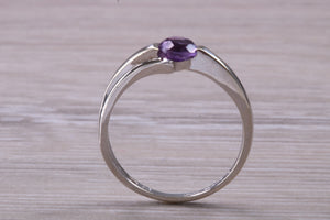 Round cut Natural Amethyst set White Gold Ring