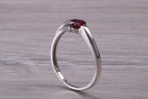 Round cut Natural Amethyst set White Gold Ring