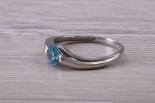 Load image into Gallery viewer, Round cut Blue Topaz set White Gold Ring