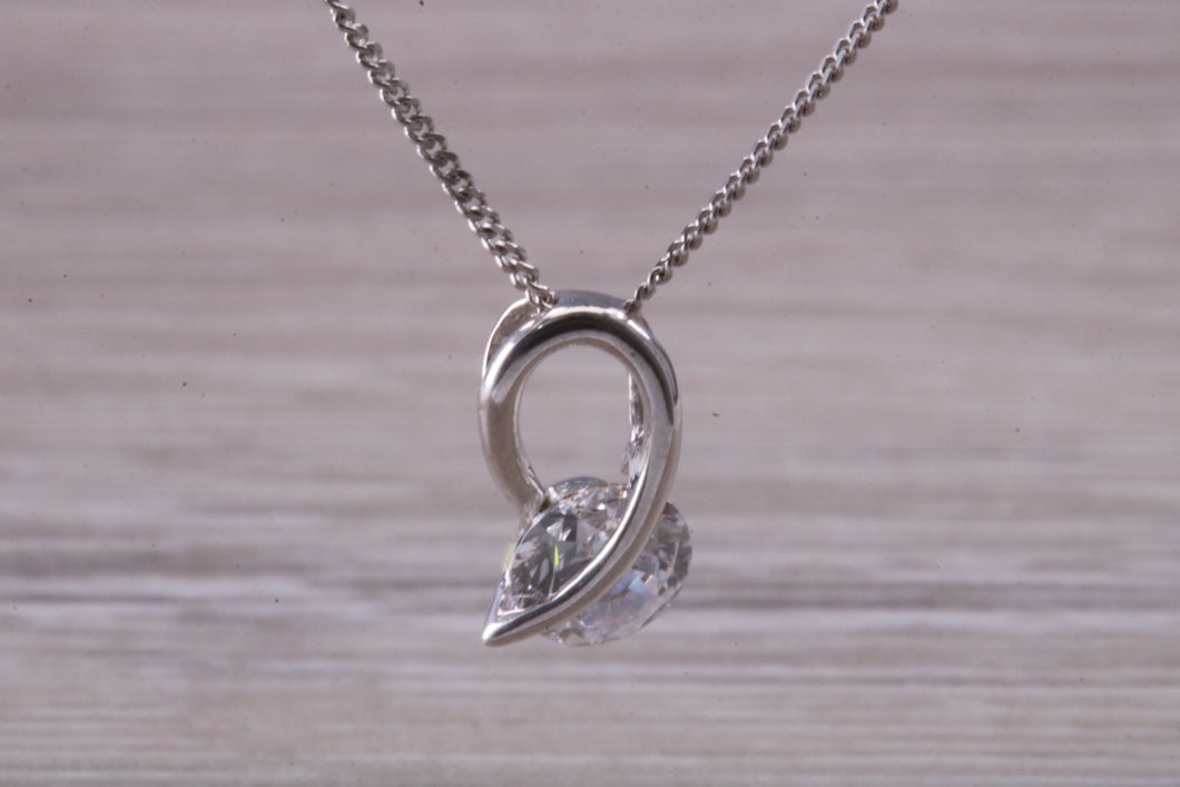 9ct White Gold Diamond White C Z set Necklace