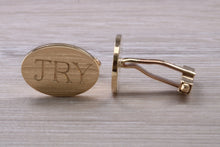 Load image into Gallery viewer, Personalised Oval Gentlemen&#39;s Gold Cuff Links