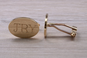 Personalised Oval Gentlemen's Gold Cuff Links