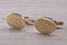 Load image into Gallery viewer, Personalised Oval Gentlemen&#39;s Gold Cuff Links