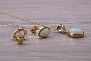 Opal Earrings with Matching Necklace set in Yellow Gold