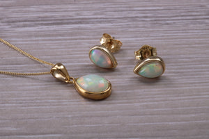 Opal Earrings with Matching Necklace set in Yellow Gold