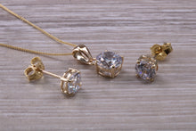 Load image into Gallery viewer, Round cut Yellow Gold C Z set Diamond Look Earrings and Matching Necklace