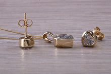 Load image into Gallery viewer, Love Heart cut C Z set 9ct Yellow Gold Earrings and Matching Necklace