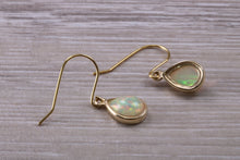 Load image into Gallery viewer, Beautiful Sparkly Tear Drop cut Opal set Yellow Gold Dropper Earrings