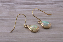 Load image into Gallery viewer, Beautiful Sparkly Tear Drop cut Opal set Yellow Gold Dropper Earrings