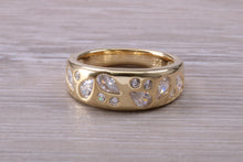 Load image into Gallery viewer, Wide and Chunky Diamond set Band, Round and Teardrop Cut Diamonds