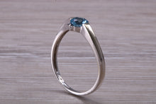 Load image into Gallery viewer, Round cut Blue Topaz set White Gold Ring