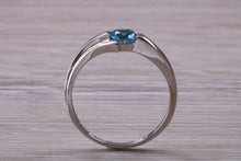 Load image into Gallery viewer, Round cut Blue Topaz set White Gold Ring