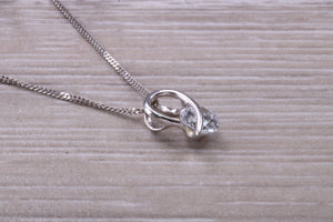 9ct White Gold Diamond White C Z set Necklace